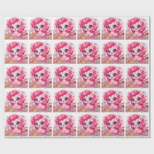 Papel de Regalo con Arte Chibi de Poni Rosa Kawaii