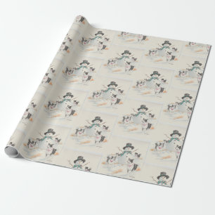 Papel de regalo con arte de perro Border Collie y
