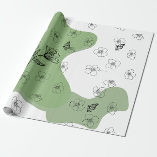 Papel de regalo con arte floral elegante