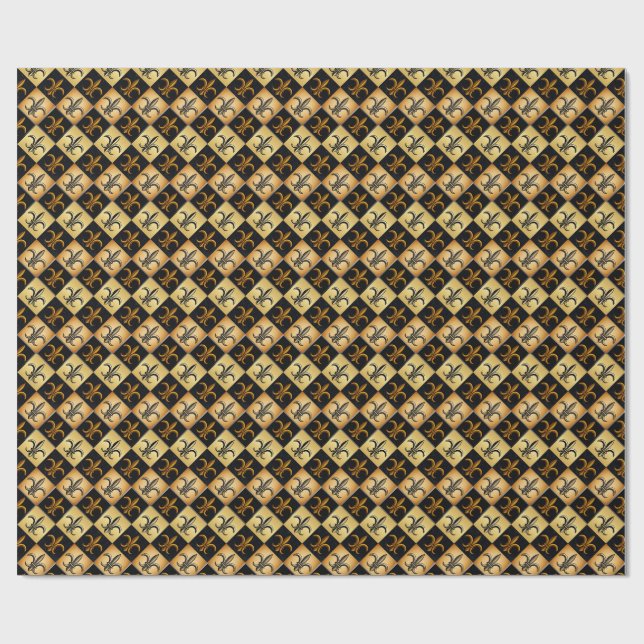 Papel de regalo con baldosas pequeñas de lis (Superficie plana)