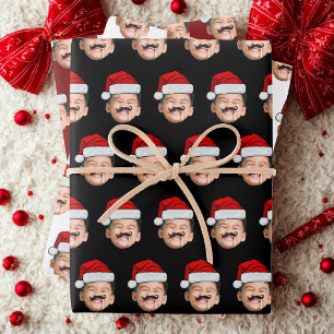 Papel de regalo con cara de bebé, Papá Noel sombre