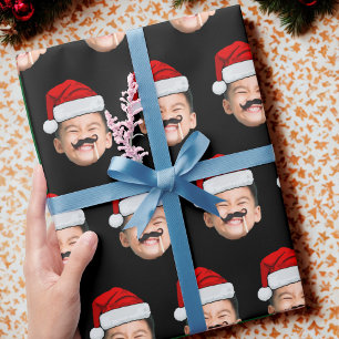 Papel de regalo con cara de bebé, Papá Noel sombre