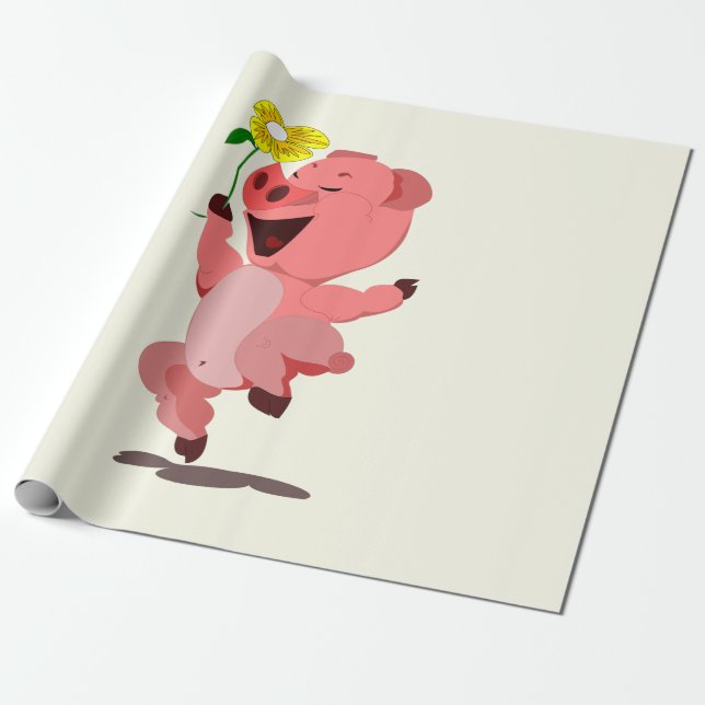 Papel de Regalo con Cerdito Feliz (Desenrollado)