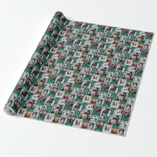 Papel de regalo con collage de fotos de Navidad ve