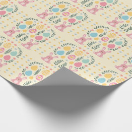 Papel de regalo con conejo de Pascua rústico y cor