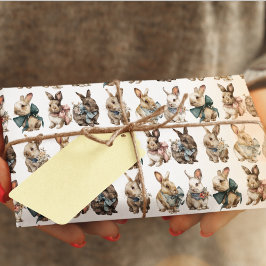 Papel de regalo con conejos de Pascua en acuarela