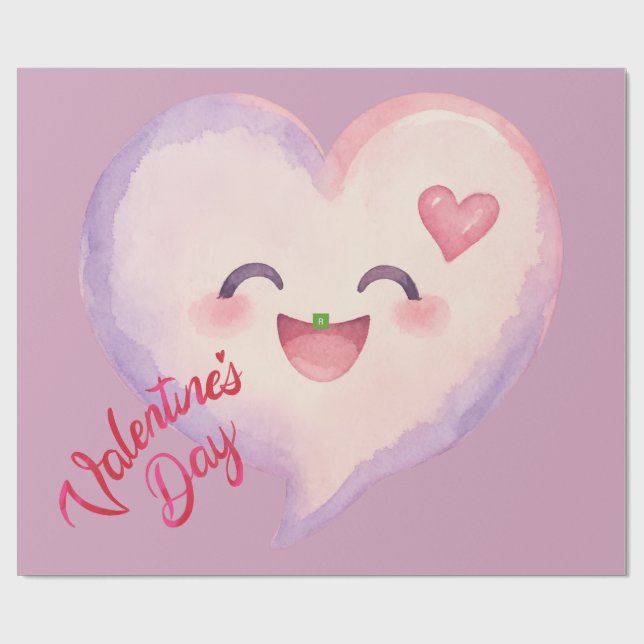 Papel de regalo con corazón para el Día de San Val (Superficie plana)