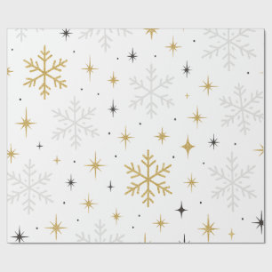 Papel de regalo con destellos de copo de nieve bla