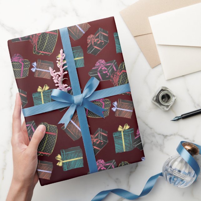 Papel De Regalo con dibujo de cajas de regalos (Regalar)
