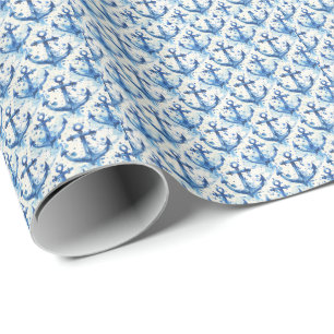 Papel de regalo con diseño de ancla náutica