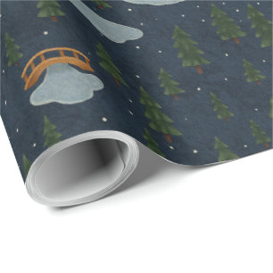 Papel de regalo con diseño de camino forestal