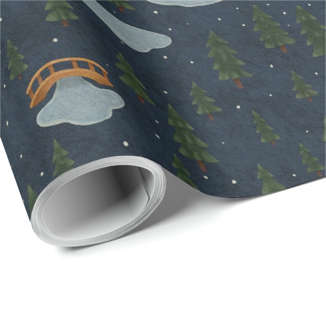 Papel de regalo con diseño de camino forestal (Esquina del rollo)