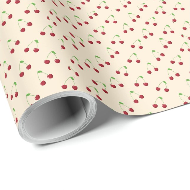 Papel de regalo con diseño de cereza (Esquina del rollo)