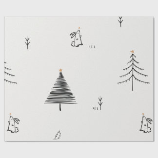 PAPEL DE REGALO CON DISEÑO DE CONEJO Y ÁRBOL DE NA