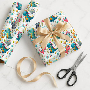Papel de Regalo con Diseño de Cute Baby Dinosaur T