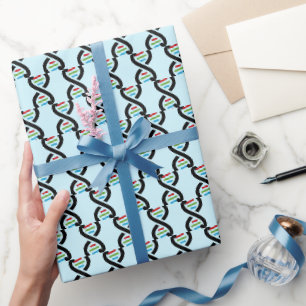 Papel de regalo con diseño de doble hélice de ADN