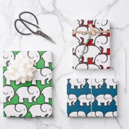 Papel de regalo con diseño de elefante blanco