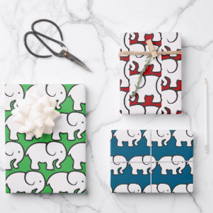 Papel de regalo con diseño de elefante blanco