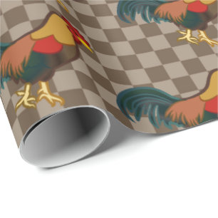 Papel de regalo con diseño de gallo de granja