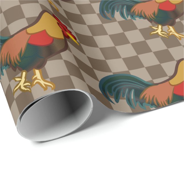 Papel de regalo con diseño de gallo de granja (Esquina del rollo)