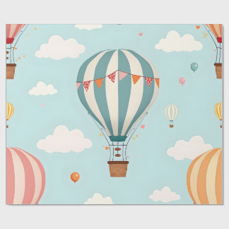 Papel de regalo con diseño de globo aerostático