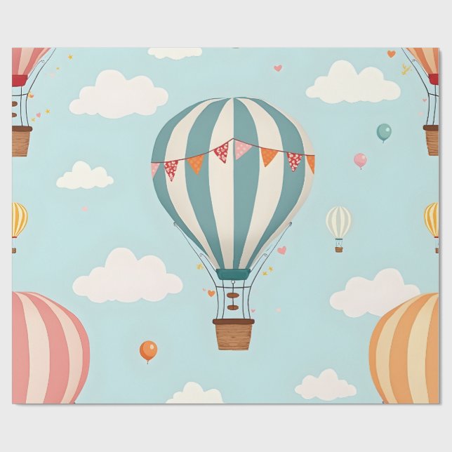 Papel de regalo con diseño de globo aerostático (Superficie plana)