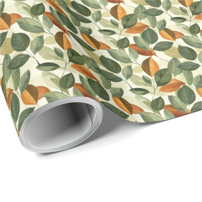 Papel de regalo con diseño de hojas Otoño (Esquina del rollo)