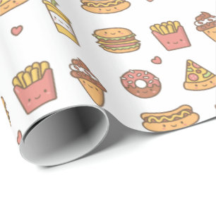Papel de regalo con divertidos garabatos de comida