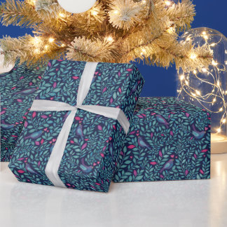 Papel de regalo con efecto de acuarela de pájaros