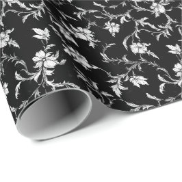 Papel de regalo con enredadera floral Noir