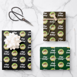 Papel de regalo con escena forestal