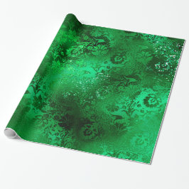Papel de regalo con estampado damasco verde esmera
