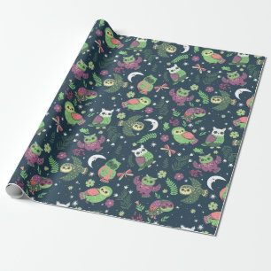 Papel de regalo con estampado de búho