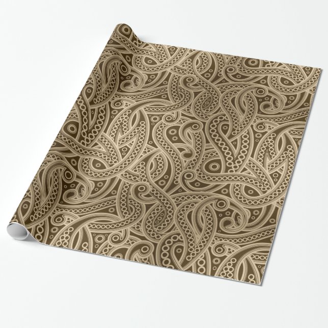 Papel de regalo con estampado de cachemira abstrac (Desenrollado)