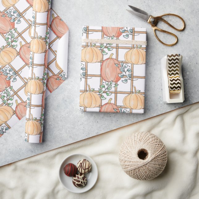 Papel de regalo con estampado de calabaza de otoño (Artesanía)