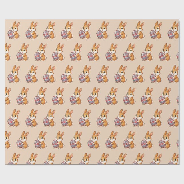 Papel de Regalo con Estampado de Conejo de Pascua  (Superficie plana)