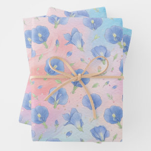 Papel de regalo con estampado de flores coloridas