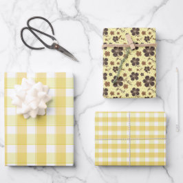 Papel de regalo con estampado de flores de tartán