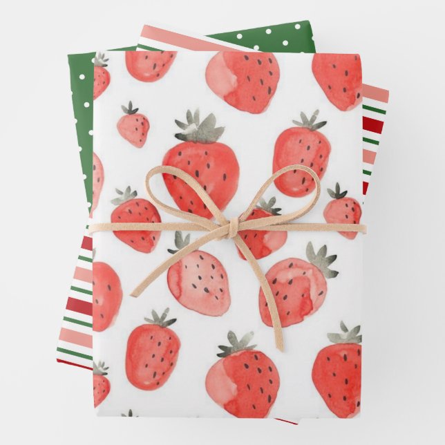 Papel de regalo con estampado de fresa (In situ)