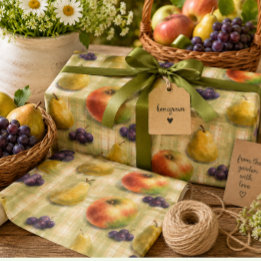 Papel de regalo con estampado de frutas en rollo