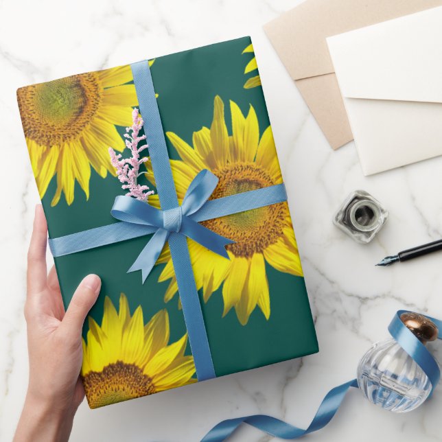 Papel de regalo con estampado de girasoles en roll (Regalar)