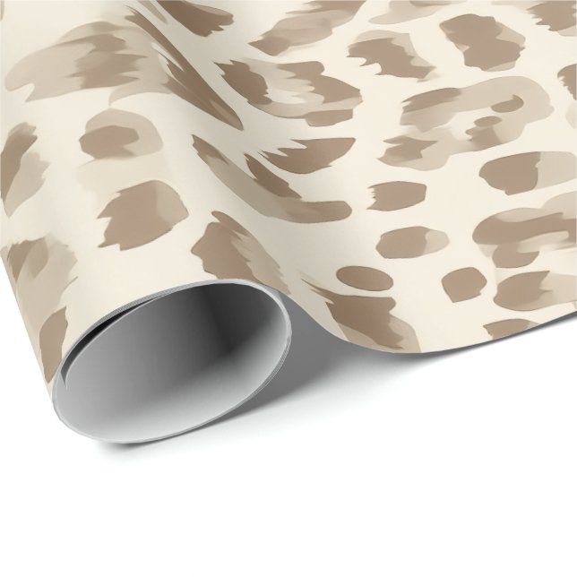 Papel de regalo con estampado de guepardo beige (Esquina del rollo)
