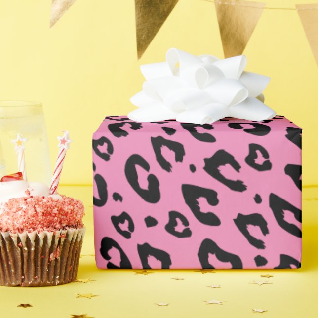Papel de regalo con estampado de leopardo rosa (Fiesta de cumpleaños )