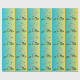 Papel de regalo con estampado de libélula y estanq