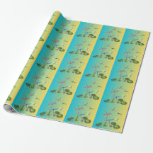 Papel de regalo con estampado de libélula y estanq