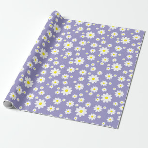Papel de regalo con estampado de margaritas morado