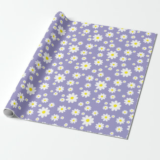Papel de regalo con estampado de margaritas morado