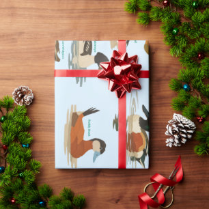 Papel de regalo con estampado de patos sobre fondo