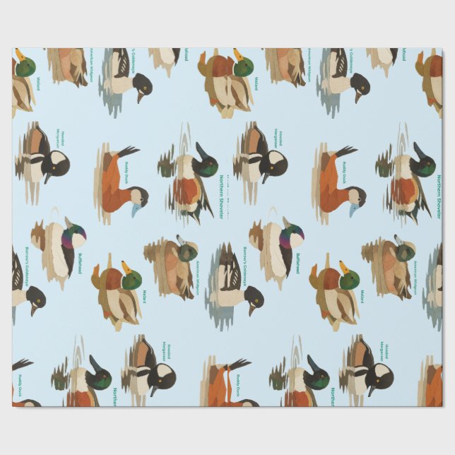 Papel de regalo con estampado de patos sobre fondo (Costura)