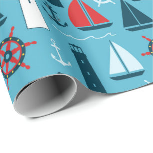 Papel de regalo con estampado de playa náutica